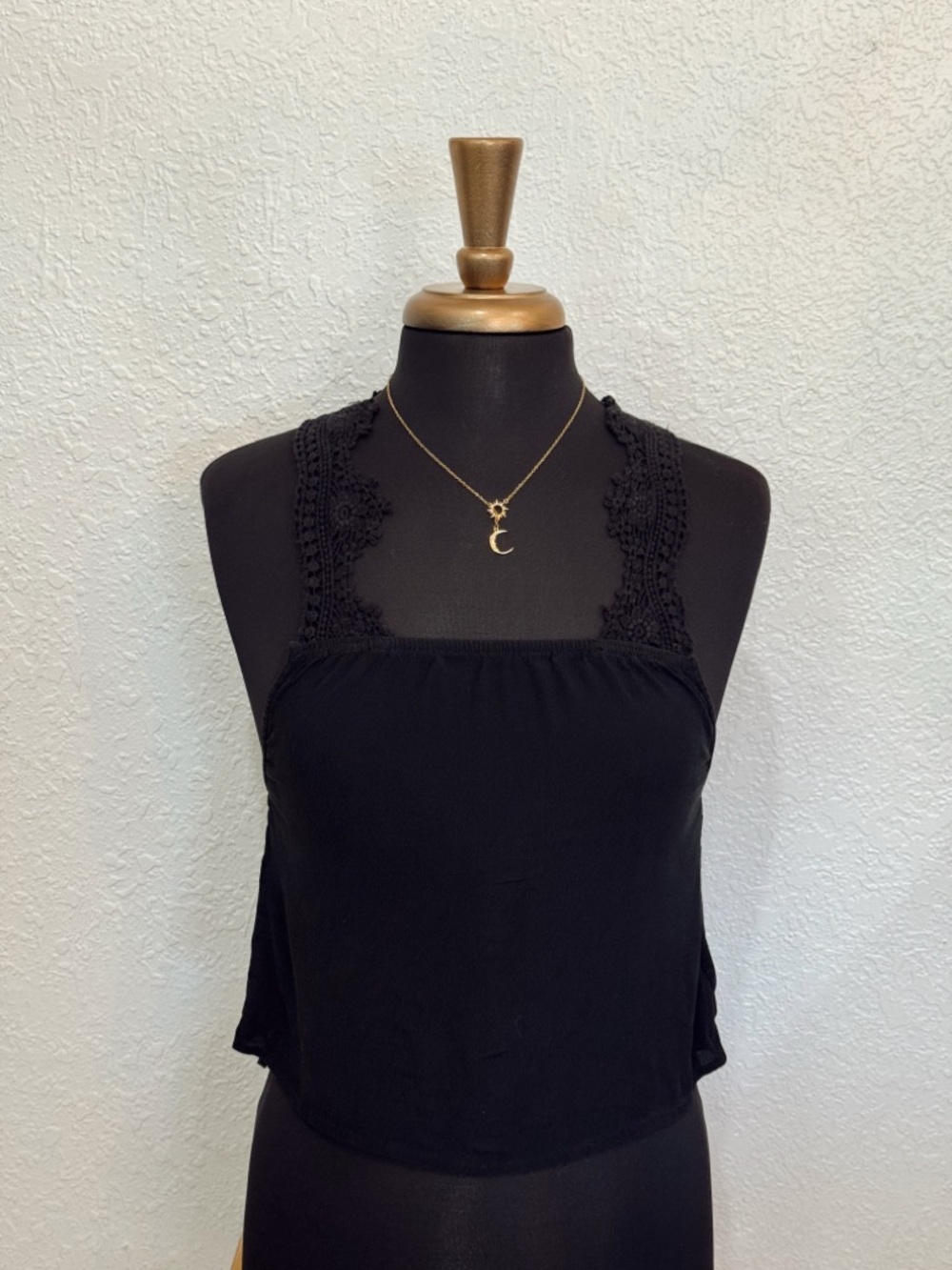 Kimchi Blue Black Lace-Trim Square Neck Camisole